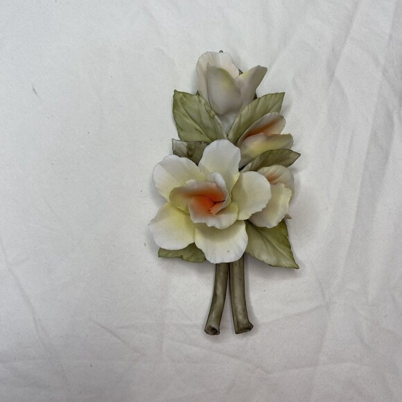 Vintage Golden Crown E&R Italy Porcelain Yellow Flower on Stems - Picture 6 of 6